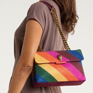 NEW Kurt Geiger London Kensington Rainbow Striped Shoulder Bag NWT + Dust Bag
